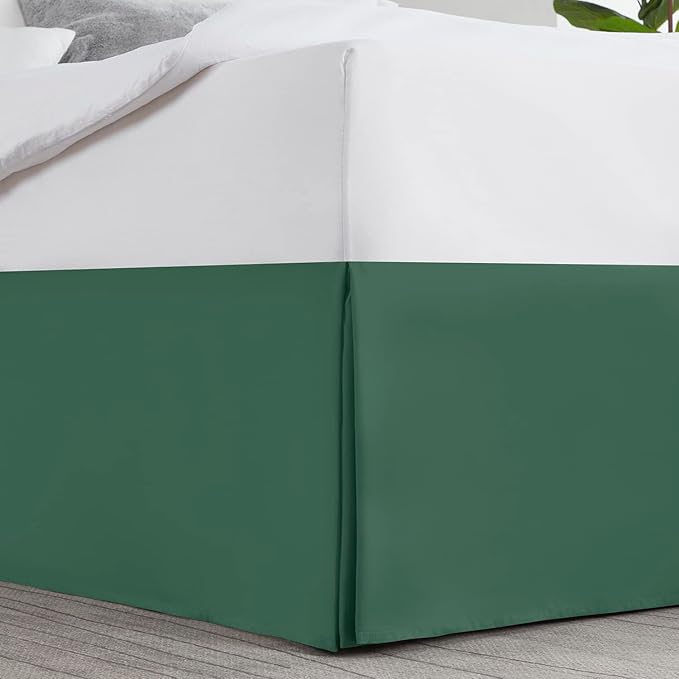 Nestl Hunter Green Bed Skirt King Size - King Bed Skirt 14 Inch Drop - Brushed Microfiber Bed Skirts - Hotel Quality Pleated Bed Skirt - Shrinkage & Fade Resistant