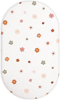 Bassinet Sheet for Baby Boy and Girl, Fitted Sheets for Rectangle, Oval, Hourglass Bassinet Mattress, Muslin Moses Basket Sheets with Neutral Style (Flower-B)