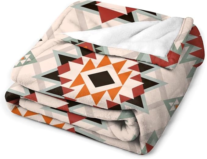 Southwest Style Blanket, Boho Geometric Print Throw Blanket Tribal Aztec Blanket for Couch Bed Sofa Cover Throw Home DéCor 40"x50"