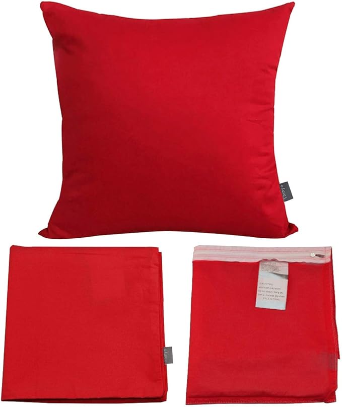 Thmyo 4-Pack 100% Cotton Comfortable Solid Decorative Throw Pillow Case Square Cushion Cover Pillowcase Sublimation Blank Christmas DIY Throw Pillow Covers for Couch Sofa Bed(16x16inch/40x40cm,Red)
