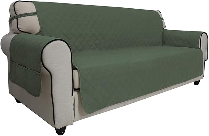 Easy-Going Sofa Slipcover Oversized Sofa Cover Waterproof Couch Cover Furniture Protector Cover Pets Covers Washable Non-Slip Fabric Pets Kids Children (Oversized Sofa, Greyish Green)