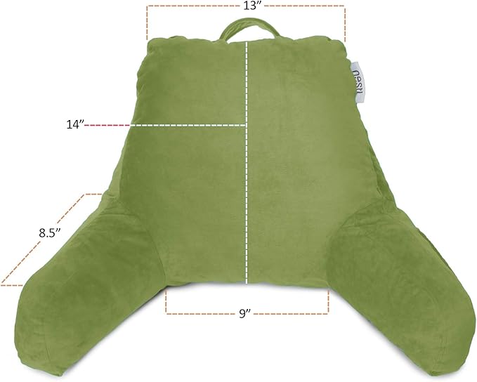 Nestl Reading Pillow for Kids & Teens with Shredded Memory Foam, Backrest Pillows for Reading, Watching, and Gaming, Use on the Couch, Bed, or Floor, Adjustable Support with Washable Cover Calla Green