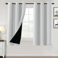 H.VERSAILTEX 100% Blackout Curtains for Bedroom Thermal Insulated Blackout Curtains 63 inch Length Full Light Blocking Curtains for Living Room with Black Liner 2 Panels Set, Greyish White