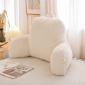 NTBED Faux Fur Reading Pillow Large Adult Teens Back Rest Pillow with Arms, Bedrest Pillow for Sitting Up in Bed (Ivory,Large)