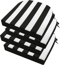 idee-home Outdoor Chair Cushions Set of 4, Thick 19" x 19" x 3" Outdoor Seat Cushion Waterproof for Patio Furniture with Ties, Patio Chair Pads Dining Black Stripes