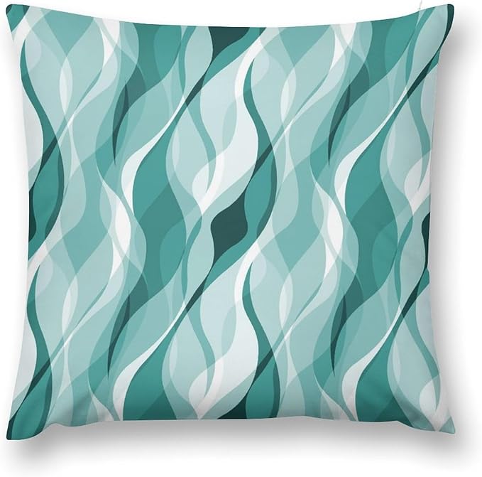 Teal Throw Pillow Covers Abstract Turquoise and Grey Striped Decorations for Bedroom Living Room Farmhouse Sofa Pillows Bed Couch 20x20 Inch