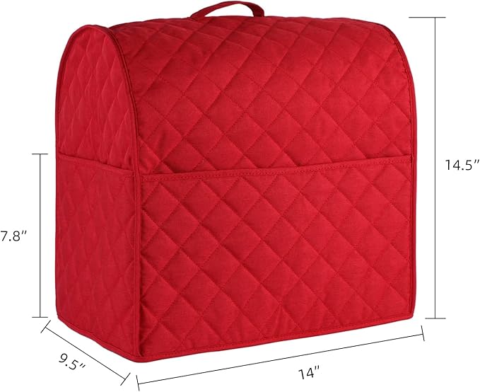 Stand Mixer Cover compatible with Kitchenaid Mixer, Fits All Tilt Head & Bowl Lift Models with 3 Organizer Bag for Accessories. (Red, For Tilt Head 4.5-5 Quart)