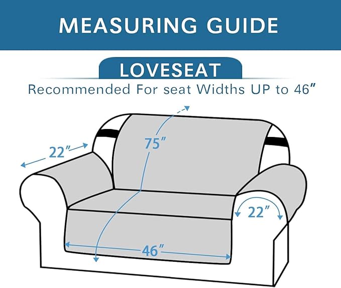 H.VERSAILTEX Reversible Loveseat Cover Furniture Protector Anti-Slip Water Resistant 2 Inch Wide Elastic Straps Couch Covers Pets Kids Fit Sitting Width Up to 46"(Love Seat: 75" x 90", Navy/Beige)