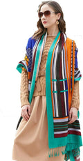 DANA XU 100% Merino Wool Pashmina Shawl for Women 96"x43", Oversized Cashmere Wrap with Tassels, Floral Travel Blanket Cape