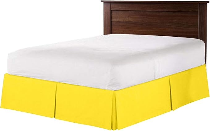 Bed Skirt - 100% Cotton 800 Thread Count Box Pleated Bed Skirt - Luxury Pleated Dust Ruffle, Hotel Quality Modern Bed Skirt, Easy Fit with 12 Inch Tailored Drop, RV Bunk 42X80, Yellow