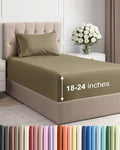 Extra Deep Pocket Twin XL Sheets - 3 Piece Breathable & Cooling Bed Sheets - Hotel Luxury Bed Sheet Set - Soft, Wrinkle Free & Comfy - Easily Fits Extra Deep Mattresses - Deep Pocket Khaki Sheets Set