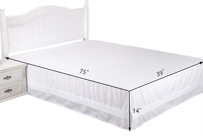 Valea Home Bed Skirt with Split Corners Durable Elegant Luxury Dust Ruffle Bed Covers with Pin Tucking 14 inch Tailored Drop, Twin, White