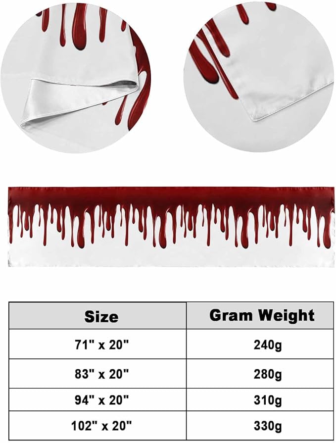 Halloween Blood Pattern Bed Runners for Bedroom Hotel,Decorative Bedding Scarf Horror Dark Red Fluid Style Bed End Blanket Bedding Runner Scarves for Twin Size Bed,71x20in