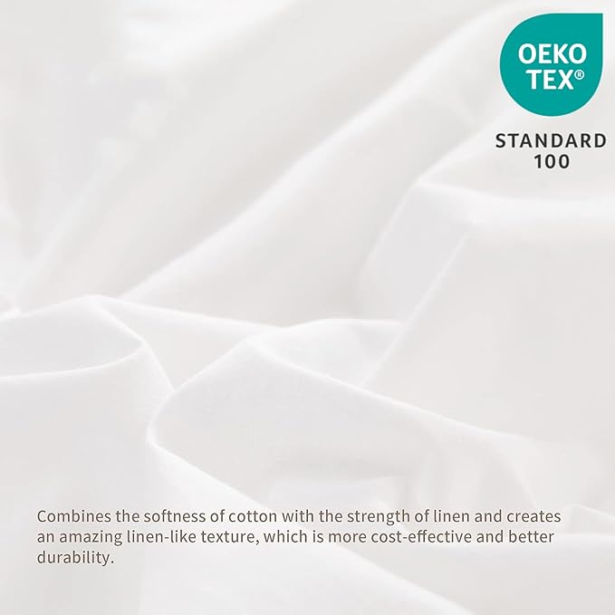BISELINA French Linen Bed Skirt with Pleated Frills 14-Inch Tailored Drop Natural Flax Cotton Blend Dust Ruffle Soft Cozy Farmhouse Bedding (14" California King, Ruffle White)