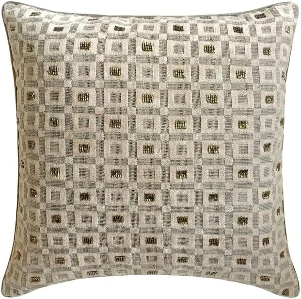 The HomeCentric King/Queen/Twin Grey Designer Full 68"x18" Bed Runner with 2 Pillow Cover, Checkered, Beaded, Hand Embroidery Bed Scarf on Velvet Fabric - The Brick Effect