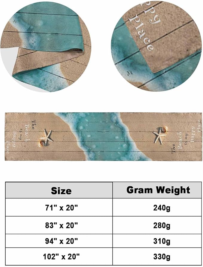 Coastal Ocean Starfish and Shell Sand Bed Runners for Bedroom Hotel,Decorative Bedding Scarf The Beach is My Happy Place Bed End Blanket Bedding Runner Scarves for King Size Bed,102x20in