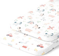 Bassinet Sheets 20x30 Inch for Graco Travel Lite Crib, Sense2Snooze, My View 4 in 1, Dream Suite and Guava Bassinet – 100% Jersey Cotton Fitted Sheets – Farm Animals – 2 Pack