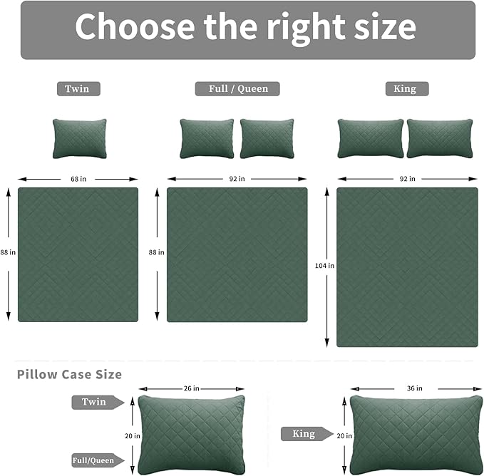 Easy-Going Full/Queen Size Reversible Quilt Set with 1 Quilt and 2 Pillow Shams, Soft Bed Quilt Cover, Water Resistant Lightweight Microfiber Bedspread, Stain Resistant, Cyan/Ivory