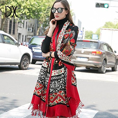 DANA XU 100% Merino Wool Extra Large Pashmina Blanket Travel Scarf Cashmere Wrap for Women Fall Winter Oversize Shawl Floral