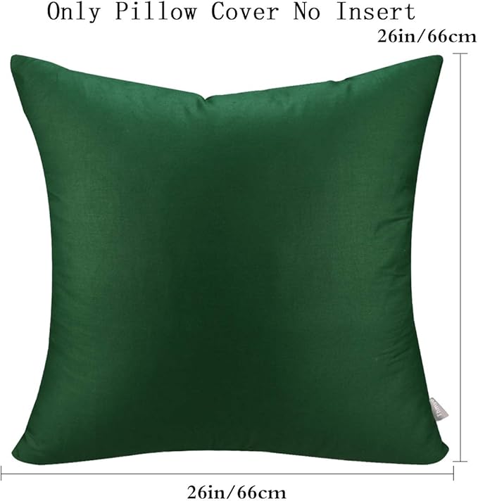 Thmyo 4-Pack 100% Cotton Comfortable Solid Decorative Throw Pillow Case Square Cushion Cover Sublimation Blank Pillow Covers DIY Throw Pillowcase for Sofa Couch(26x26 inch/ 66x66cm,Christmas Green)