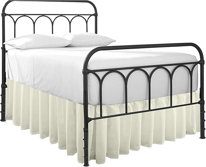 Ruffled Bed Skirt with Split Corners-Dust Ruffle - 22" Drop 100% Microfiber Soft,Sheen & Luxurious Look - Bed Skirts (Ivory -Full)