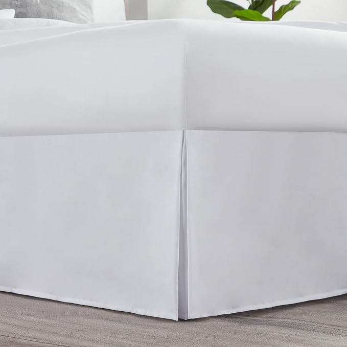Nestl White Twin XL Bed Skirt - Twin XL Size Bed Skirt 14 Inch Drop - Brushed Microfiber Bed Skirts - Hotel Quality Pleated Bed Skirt - Shrinkage & Fade Resistant