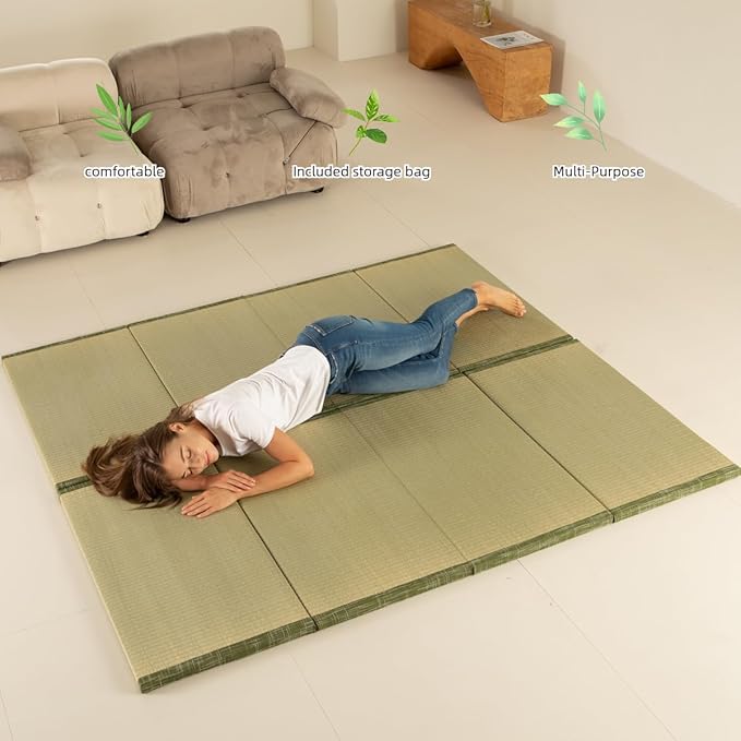 MustMat Tatami Mat Japanese Floor Mattress Traditional Japanese Futon Floor Mattress Rush Grass Foldable Bed 35.4"x78.7"x1.2" (1 Piece)