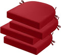 idee-home Outdoor Chair Cushions Set of 4, Thick 17" x 17" x 3" Patio Chair Cushions for Outdoor Furniture Waterproof with Ties, Seat Cushion, Patio Chair Pads Dining Chair Red