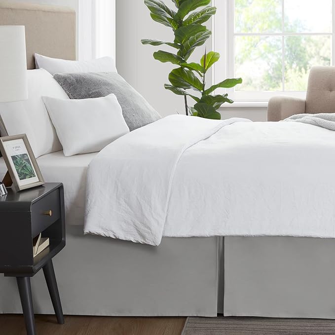 Nestl Silver Twin XL Bed Skirt - Twin XL Size Bed Skirt 14 Inch Drop - Brushed Microfiber Bed Skirts - Hotel Quality Pleated Bed Skirt - Shrinkage & Fade Resistant