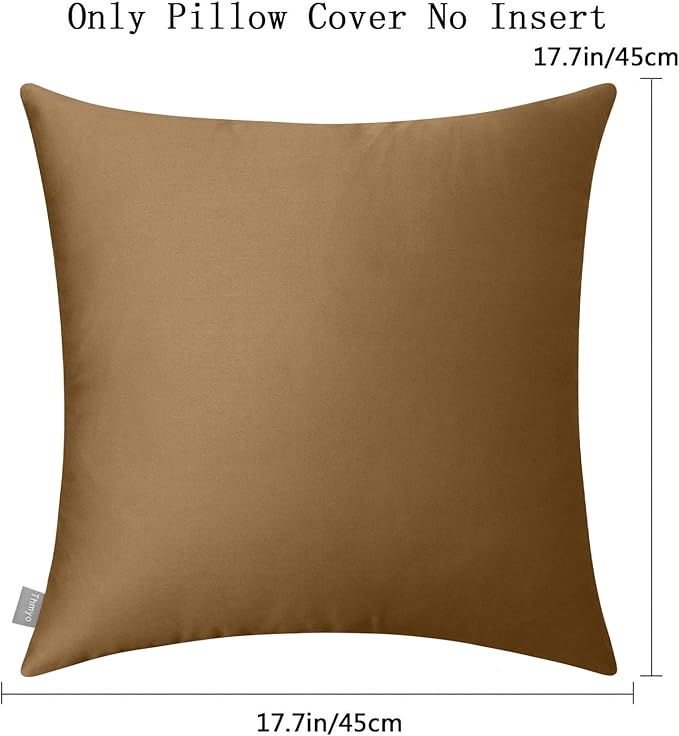 4-Pack 100% Cotton Comfortable Solid Decorative Throw Pillow Case,Thmyo Square Cushion Cover Pillowcase Sublimation Blank Pillow Covers DIY Throw Pillowcase for Sofa(18x18 inch/ 45x45cm,Light Coffee)