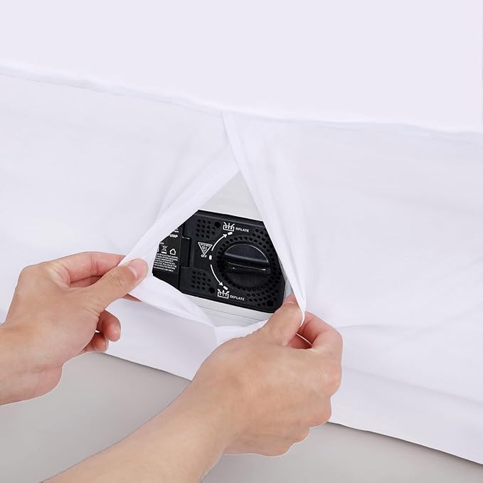 Queen Sheet Sets Air Mattress Sheets - 3 Pieces Queen Sheets Sets 16 to 23 inch - Inflate Without Disassembly Convenient & Firm Easy to use Air Mattress (White, Full)
