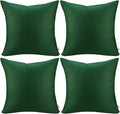 4-Pack 100% Cotton Comfortable Solid Decorative Throw Pillow Case Square Cushion Cover Pillowcase Sublimation Blank Pillow Covers(Cover Only,No Insert)(16x16 inch/ 40x40cm, Christmas Green)