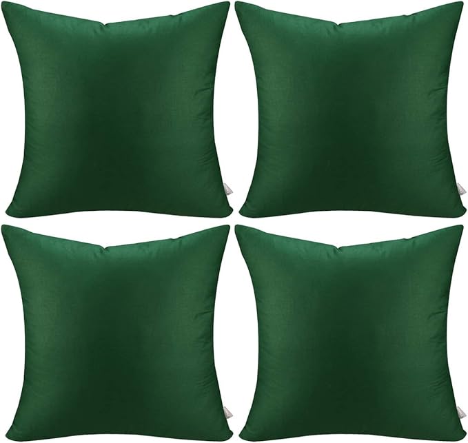 Thmyo 4-Pack 100% Cotton Comfortable Solid Decorative Throw Pillow Case Square Cushion Cover Sublimation Blank Pillow Covers DIY Throw Pillowcase for Sofa Couch(26x26 inch/ 66x66cm,Christmas Green)