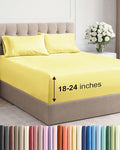 Extra Deep Pocket Full Sheets - 4 Piece Breathable & Cooling Bed Sheets - Hotel Luxury Bed Sheet Set - Soft, Wrinkle Free & Comfy - Easily Fits Extra Deep Mattresses - Deep Pocket Yellow Sheets Set