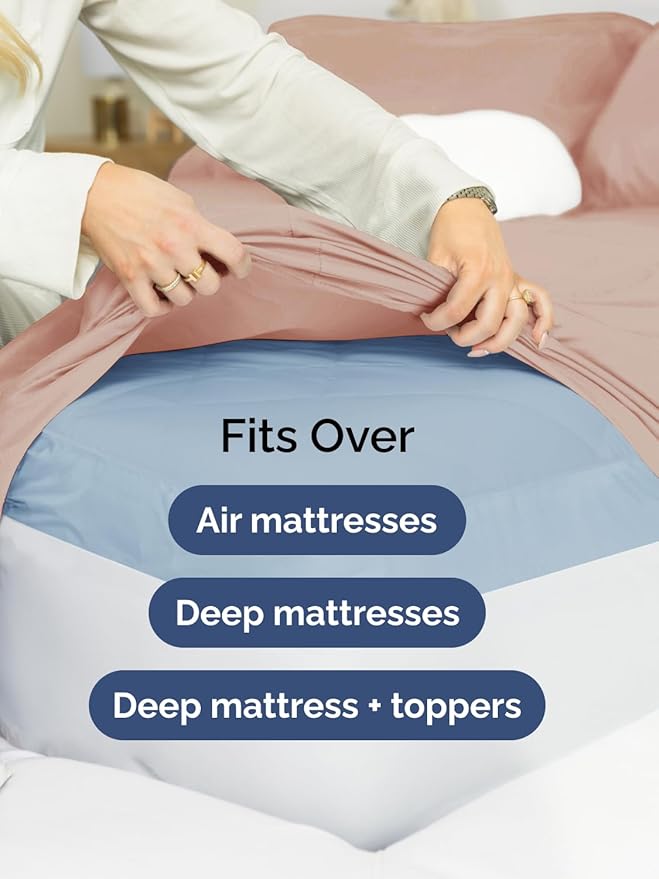 Extra Deep Pocket Full Sheets - 4 Piece Breathable & Cooling Bed Sheets - Hotel Luxury Bed Sheet Set - Soft, Wrinkle Free & Comfy - Easily Fits Extra Deep Mattresses - Deep Pocket Mauve Sheets Set