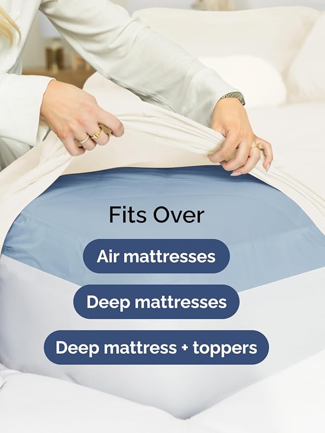 Extra Deep Twin XL Fitted Sheet - Hotel Luxury Single Fitted Sheet Only - Easily Fits 18 inch to 24 inch Mattress - Ultra Soft, Wrinkle Free with Extra Deep Pockets - Breathable & Comfy - Off White