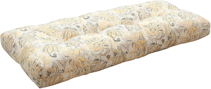 FUNHOME Outdoor Bench Cushion 48 x18 inch with Non-Slip Grips,Water Resistant Porch Swing Cushion,Bench Pillow Pads,Floral Tufted Cushions for Patio Garden Furniture,48" Seat Cushions(Yellow Flower)