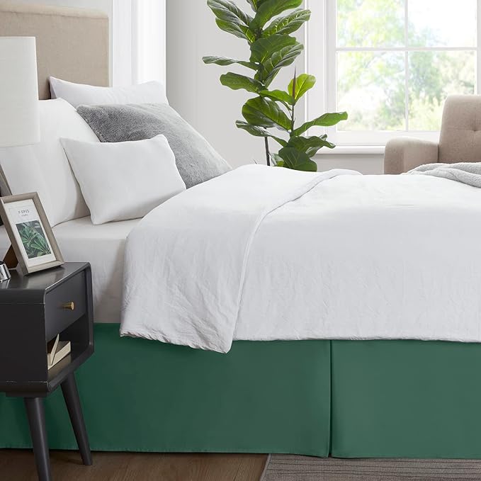 Nestl Hunter Green Bed Skirt Cal King Size - Cal King Bed Skirt 14 Inch Drop - Brushed Microfiber Bed Skirts - Hotel Quality Pleated Bed Skirt - Shrinkage & Fade Resistant