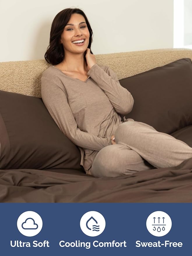 Extra Deep King Fitted Sheet - Hotel Luxury Single Fitted Sheet Only - Easily Fits 18 inch to 24 inch Mattress - Ultra Soft, Wrinkle Free w/Extra Deep Pockets - Easy-Care, Breathable & Comfy - Brown
