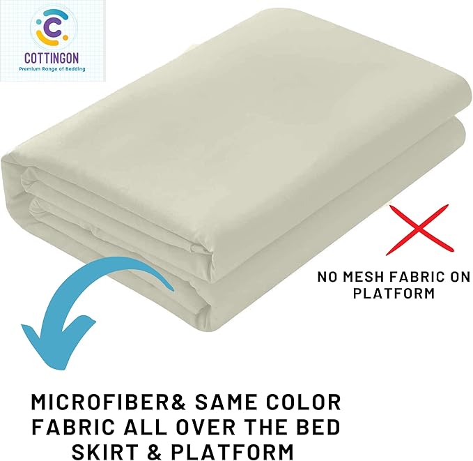 Ruffled Bed Skirt with Split Corners-Dust Ruffle - 15" Drop 100% Microfiber Soft,Sheen & Luxurious Look - Bed Skirts (Ivory -Full)