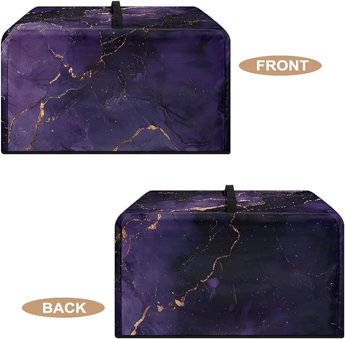 Microwave Oven Dust Cover, Marble Foldable Decorative Air Fryer Toaster Oven Cover Countertop Microwave Protector for Indoor Kitchen Decor Microwaves Protector for Dust Dirt, Purple
