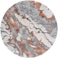 SAFAVIEH Horizon Shag Collection Area Rug - 5' Round, Grey & Rust, Modern Abstract Design, Non-Shedding & Easy Care, 2-inch Thick Ideal for High Traffic Areas in Living Room, Bedroom (HZN890P)