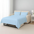Luxury Queen Sleeper Sofa Bed Sheet Set,100% Egyptian Cotton, 338 Thread Count, Queen Size (60 x74 +6 Inch Deep Pocket) Soft and Light Weight 4pcs Sofa Set (Light Blue Solid)