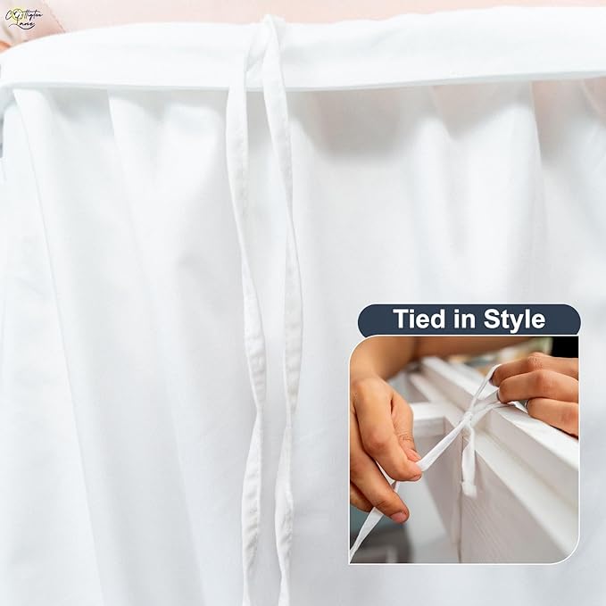 Cottington Lane Extra Long Ruffled College Dorm Bed Skirt 42 Inch Drop, Premium Hotel Collection Brushed Mircofiber Twin XL Dust Ruffle Raised Dorm Room Essentials and Decor, White Solid