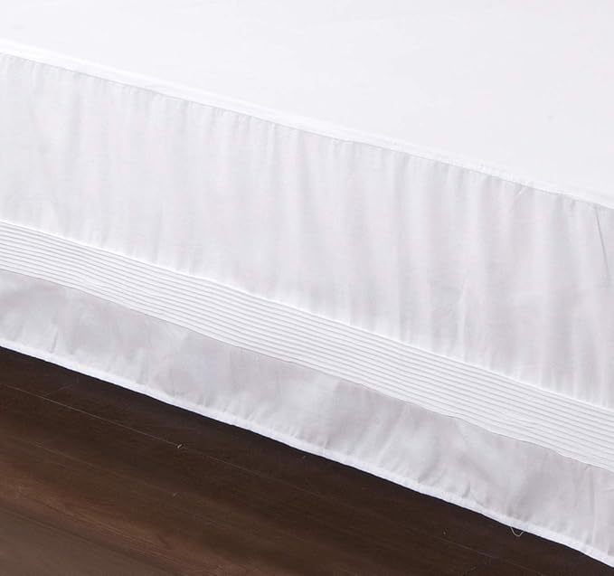 Valea Home Bed Skirt with Split Corners Durable Elegant Luxury Dust Ruffle Bed Covers with Pin Tucking 14 inch Tailored Drop, Twin, White