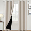 H.VERSAILTEX 100% Blackout Curtains for Bedroom Thermal Insulated Blackout Curtains Heat and Full Light Blocking Curtains for Living Room with Black Liner 2 Panels Set, 42 x 84 Inch, Fog