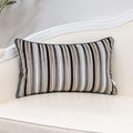 Yangest Grey Striped Throw Pillow Cover Multicolor Velvet Cushion Cover Zippered Rectangular Pillowcase for Sofa Couch Bedroom Living Room Home Decoration, 12x20 Inch