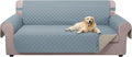 U-NICE HOME 4 Seater Sofa Cover 91 Inch Large Couch Covers for 4 Cushion Couch with Elastic Straps Water Resistant Furniture Protector Cover for Pets Cat (Sofa XX-Large, Light Blue/Beige)