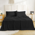 California King Size Sheet Set - Luxury 4 Piece Breathable Soft Sheets for King Size Bed, 16" Deep Pocket Wrinkle Free Cooling Bedding Sheet and Pillowcase Set Cal King Size, Black