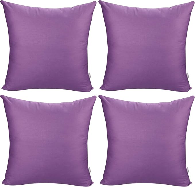 Thmyo 4-Pack 100% Cotton Comfortable Solid Decorative Throw Pillow Case, Square Cushion Cover Pillowcase Sublimation Blank Pillow Covers DIY Throw Pillowcase for Sofa(16x16 inch/ 40x40cm,Purple)